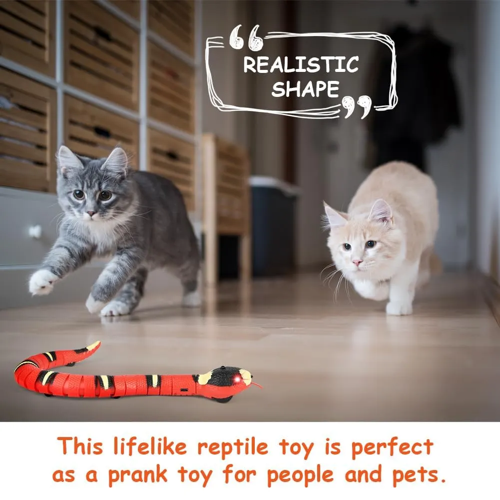 Adiwo Serpente Giocattolo Interattivo per Gatti, USB Ricaricabile con Smart Sensing e Lingua Movibile - immagine 4