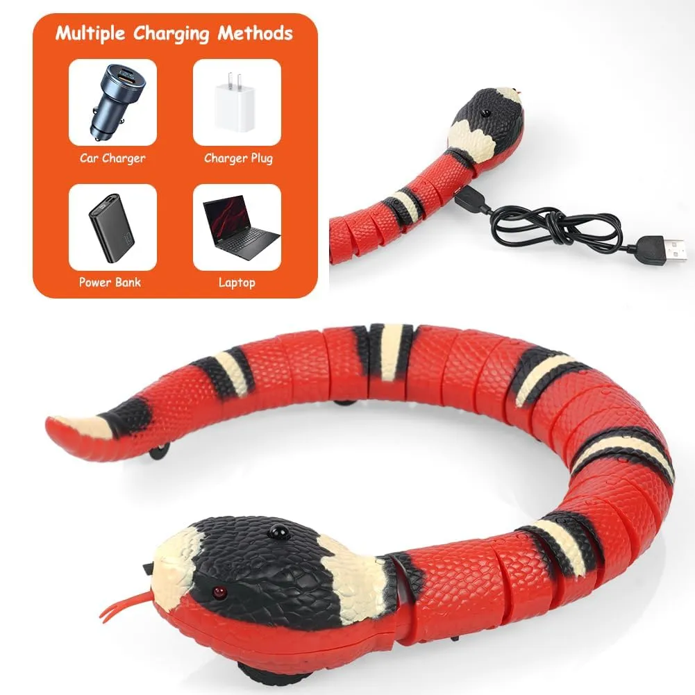 Adiwo Serpente Giocattolo Interattivo per Gatti, USB Ricaricabile con Smart Sensing e Lingua Movibile - immagine 7
