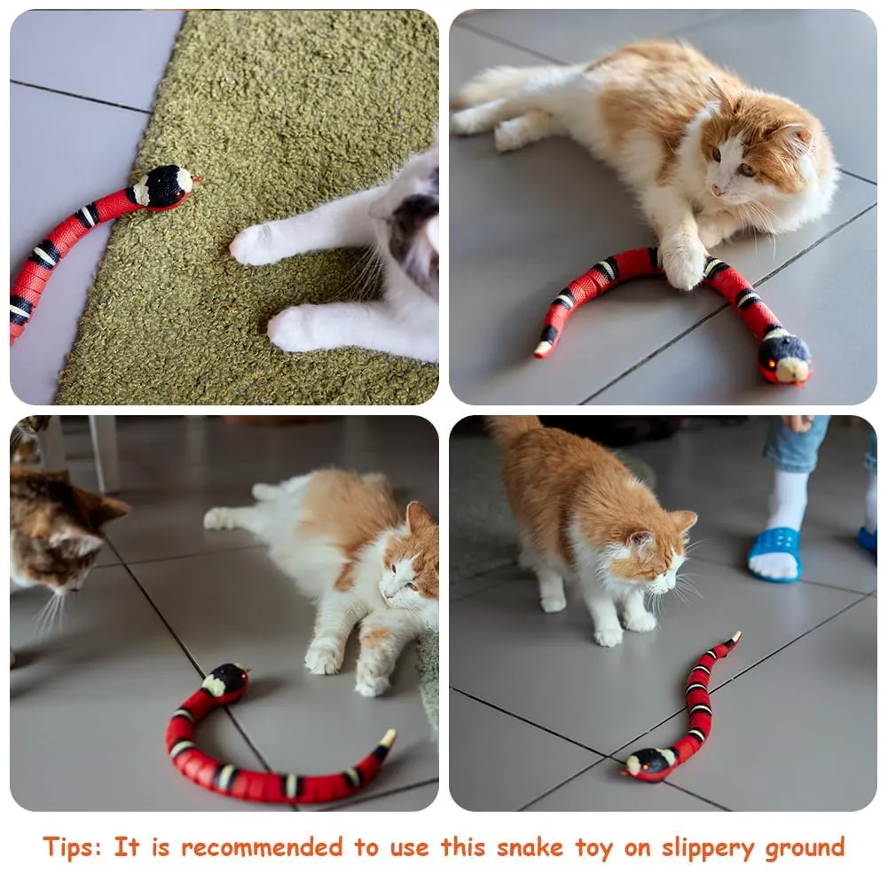 Adiwo Serpente Giocattolo Interattivo per Gatti, USB Ricaricabile con Smart Sensing e Lingua Movibile - immagine 8