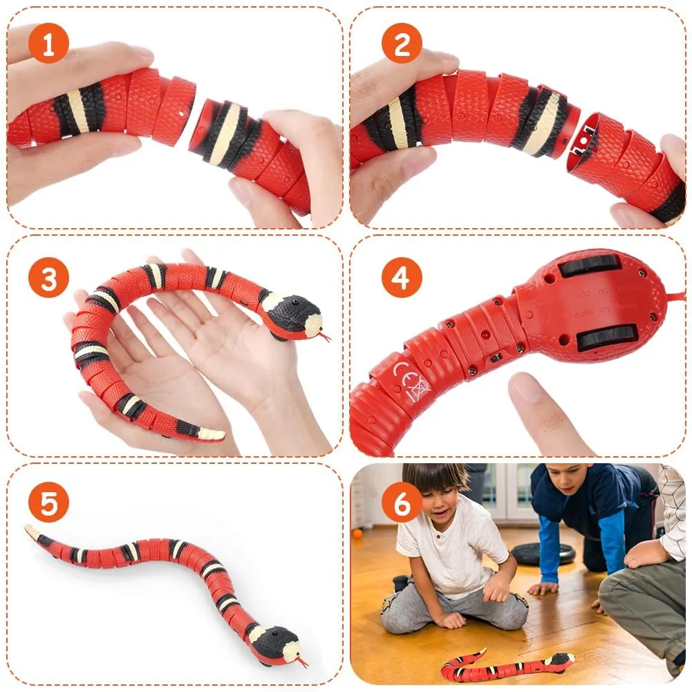 Adiwo Serpente Giocattolo Interattivo per Gatti, USB Ricaricabile con Smart Sensing e Lingua Movibile - immagine 9