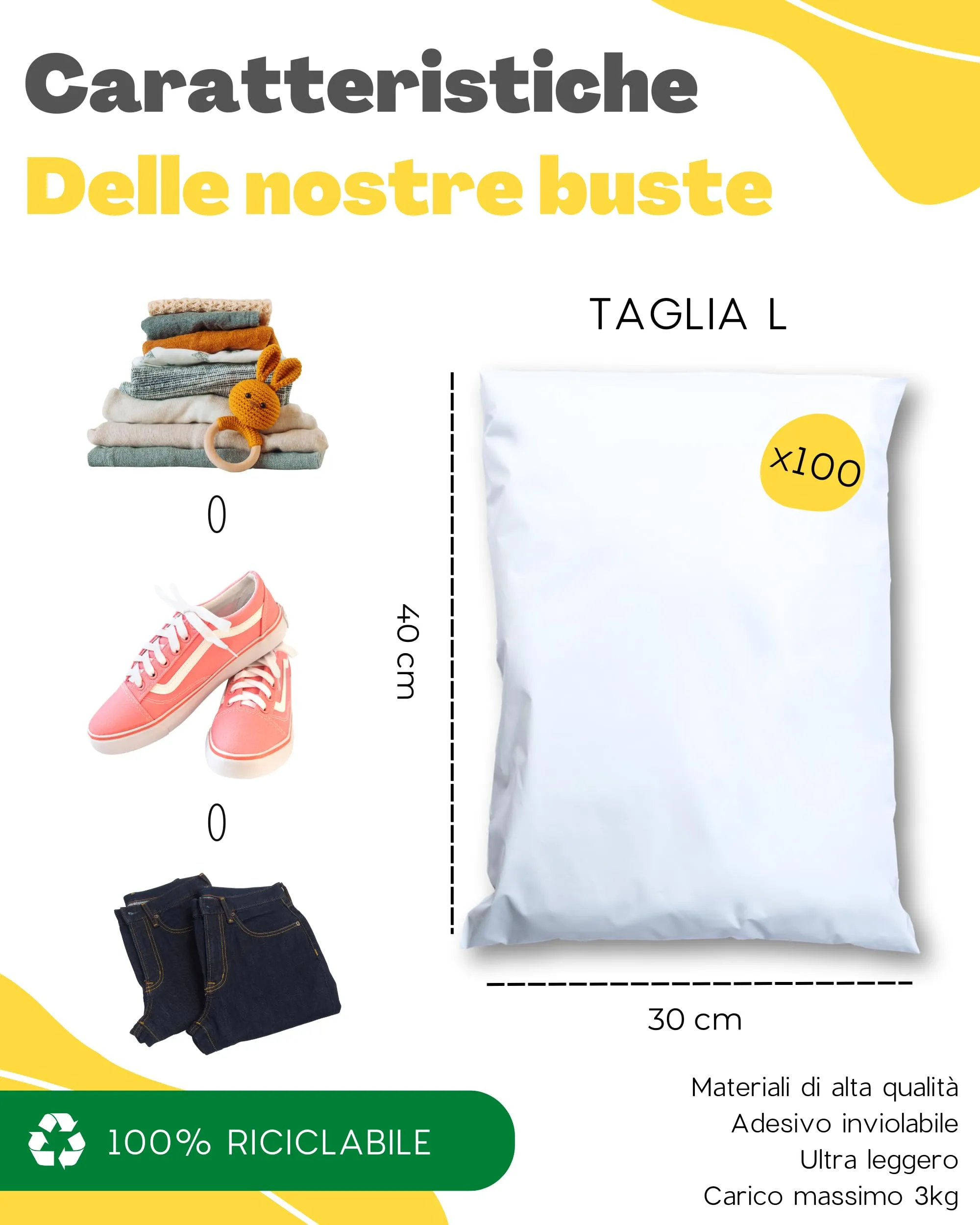 EmballaX Buste per Spedizioni Vinted, Taglia L, 30x40cm, 100 Pezzi - immagine 5