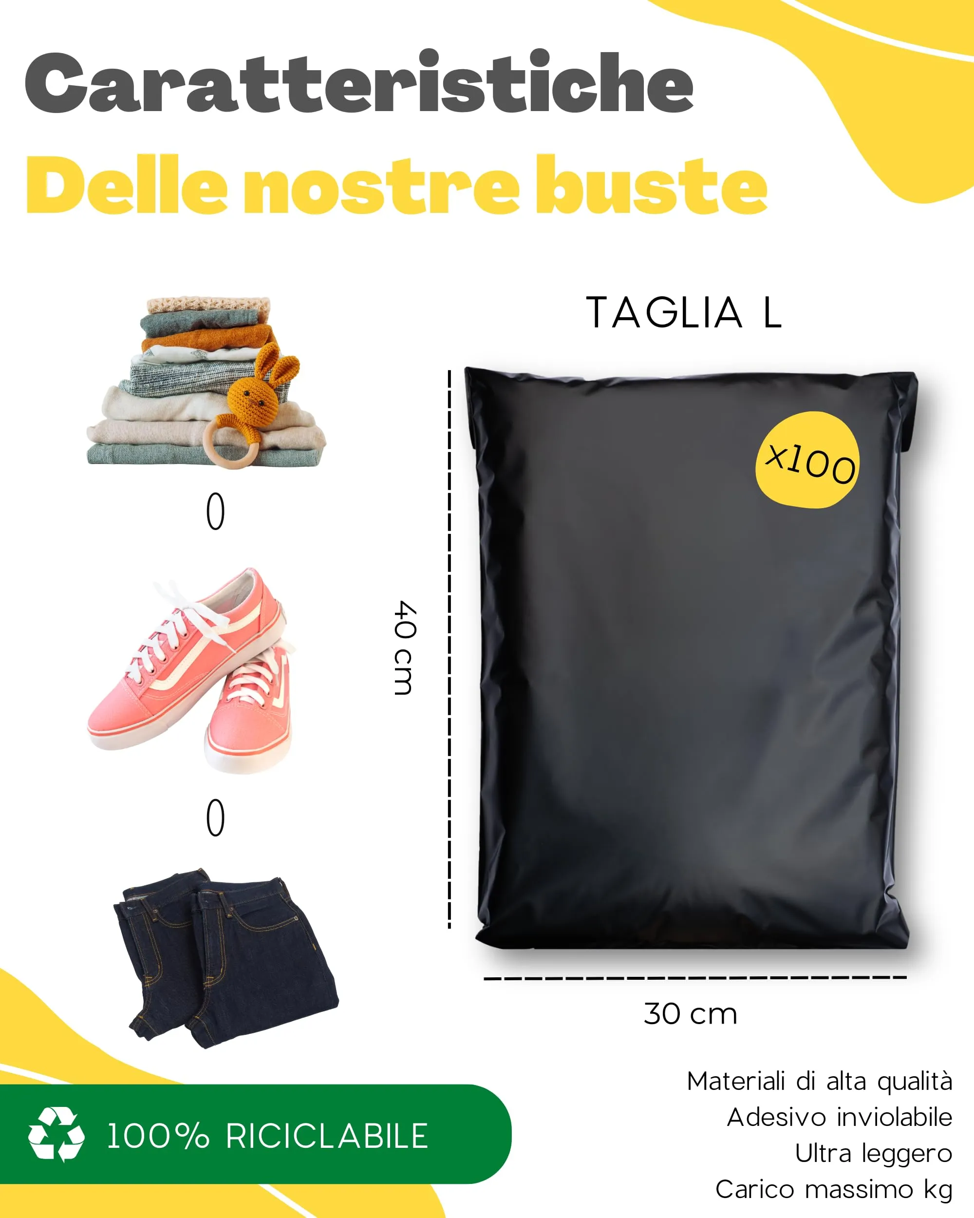 EmballaX Buste per Spedizioni Vinted, Taglia L, 30x40cm, 100 Pezzi, Plastica Opaca e Impermeabile - immagine 5