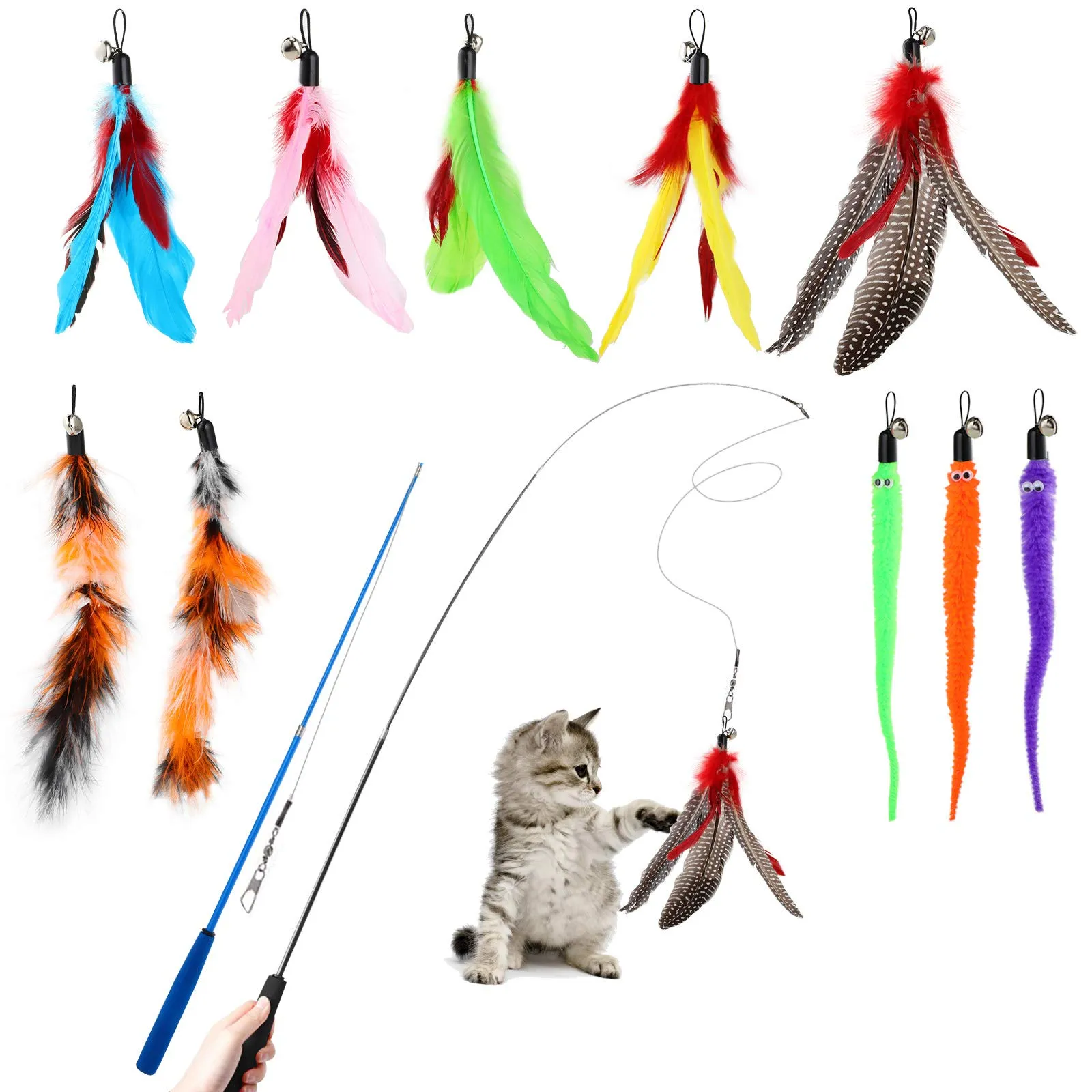 Hianjoo Giochi con Piume per Gatto, 12 Pezzi - immagine 1
