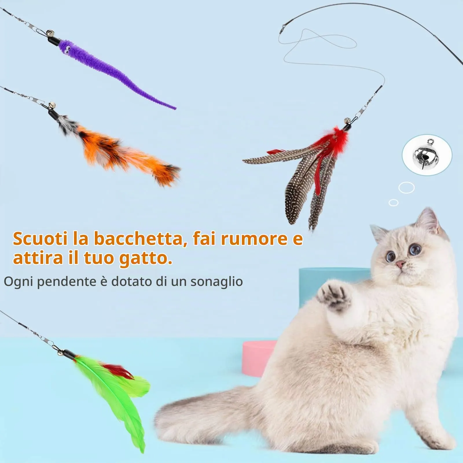 Hianjoo Giochi con Piume per Gatto, 12 Pezzi - immagine 6