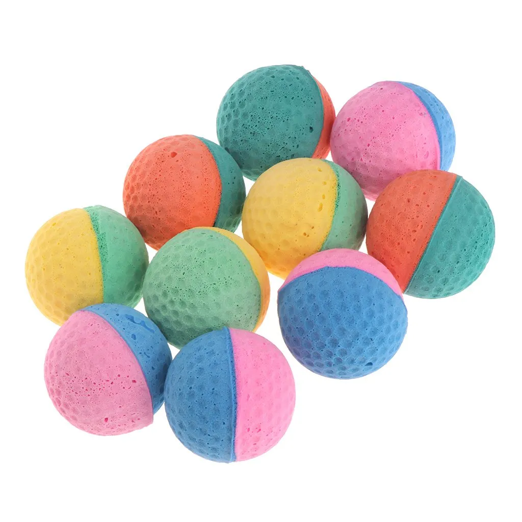 Geneic Giocattolo per animali in lattice, palline colorate da masticare per cani e gatti, 10 pezzi, 3,8 cm - immagine 1