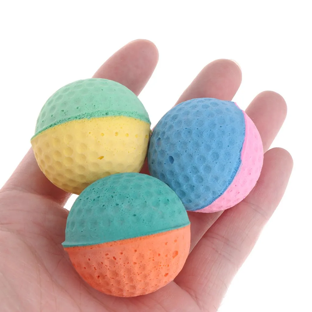 Geneic Giocattolo per animali in lattice, palline colorate da masticare per cani e gatti, 10 pezzi, 3,8 cm - immagine 2