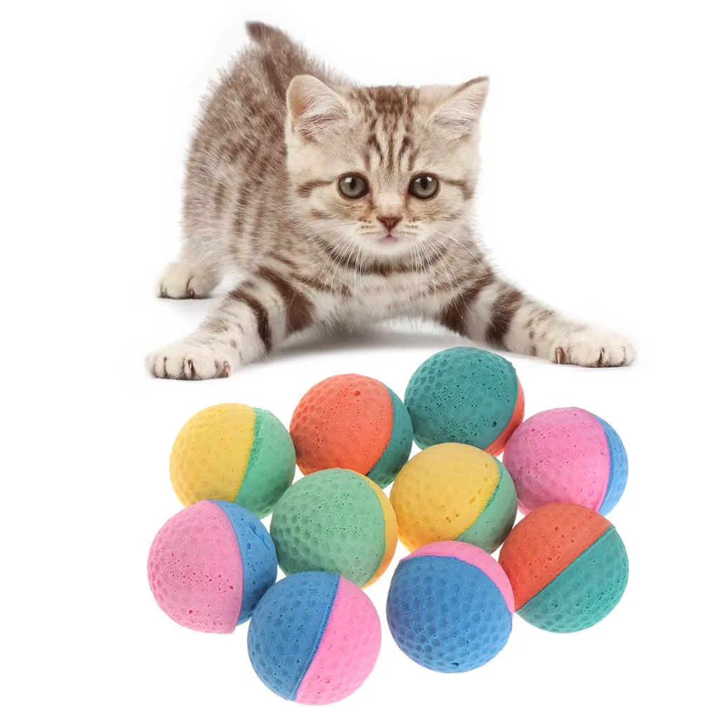 Geneic Giocattolo per animali in lattice, palline colorate da masticare per cani e gatti, 10 pezzi, 3,8 cm - immagine 5