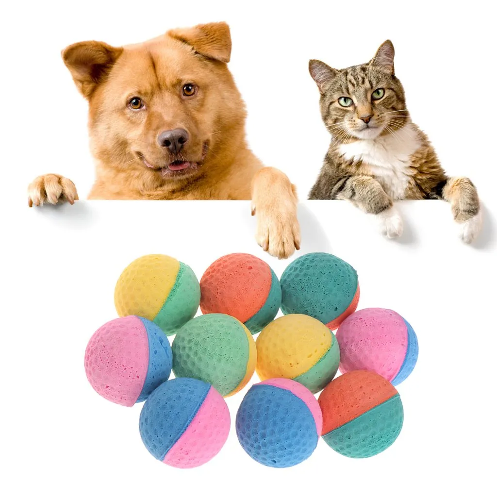 Geneic Giocattolo per animali in lattice, palline colorate da masticare per cani e gatti, 10 pezzi, 3,8 cm - immagine 8