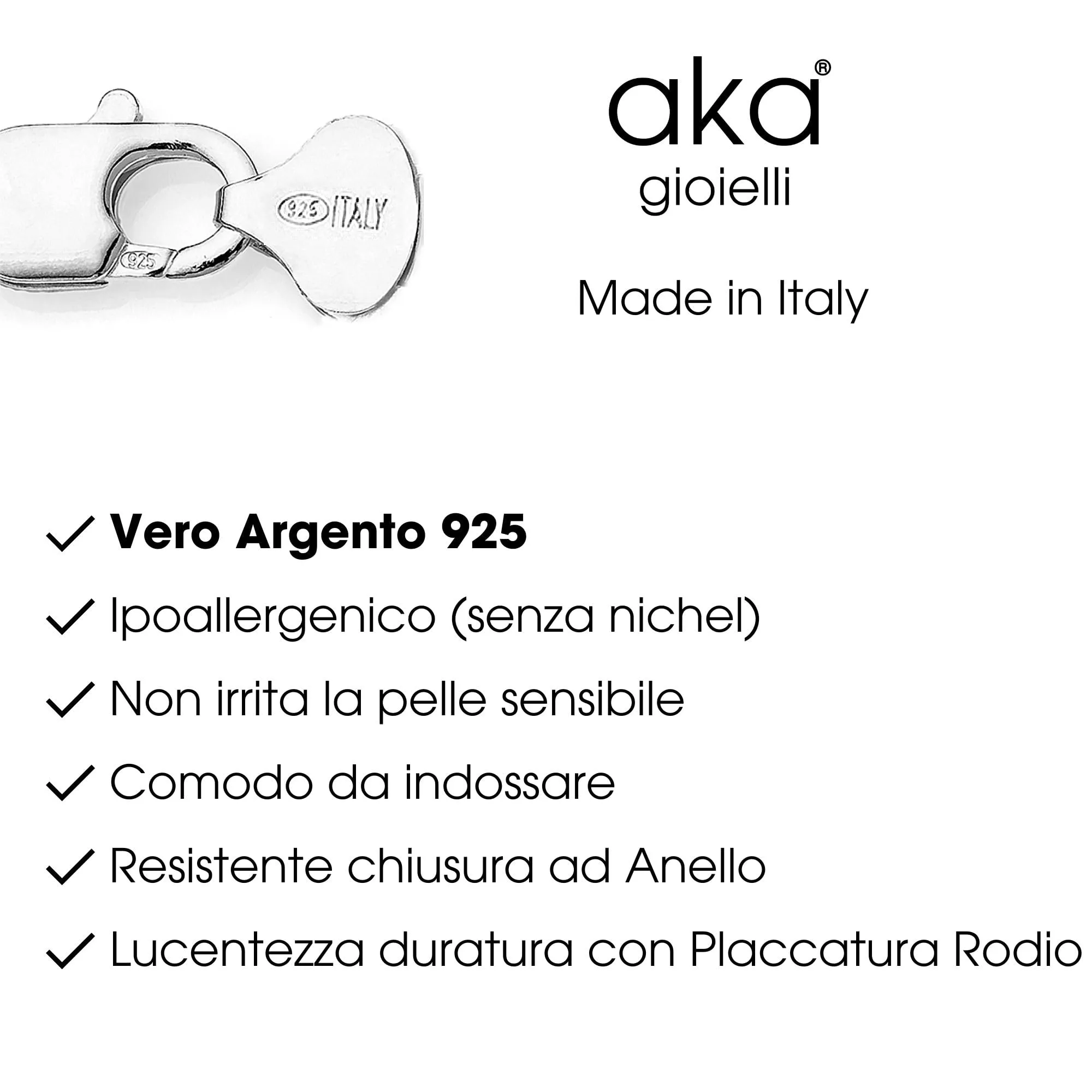 Aka Gioielli Collana in Argento Sterling 925 Rodiato Maglia Grumetta Cubana 3 mm - 45 cm - immagine 5