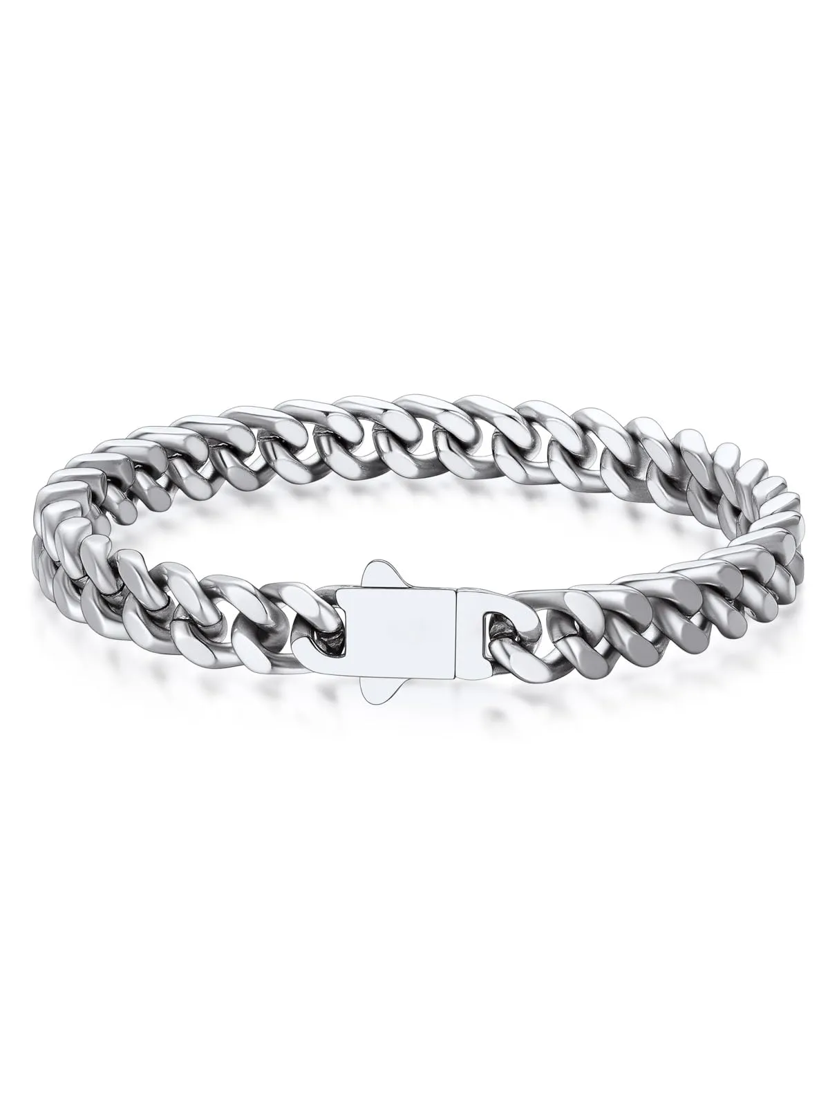 Bandmax Bracciale a Catena Cubana in Acciaio Inossidabile, 7 mm x 19 cm - immagine 1