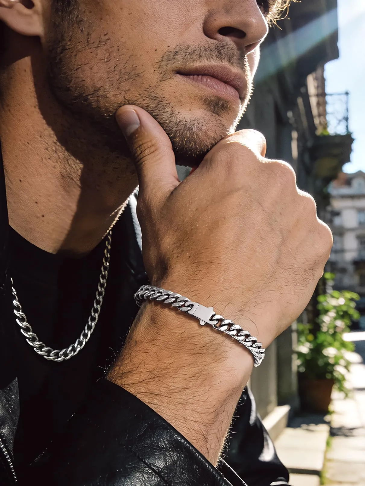 Bandmax Bracciale a Catena Cubana in Acciaio Inossidabile, 7 mm x 19 cm - immagine 2