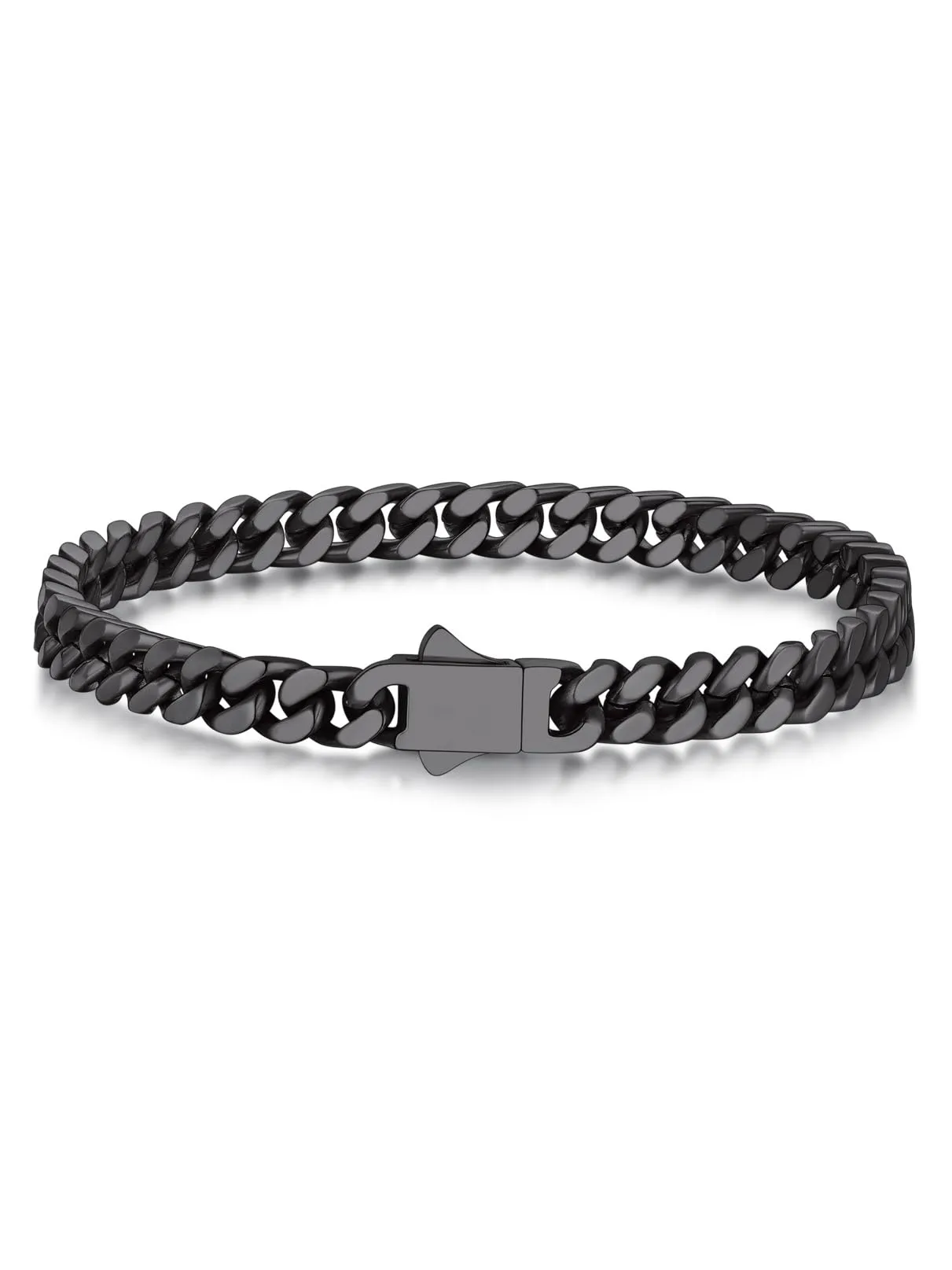 Bandmax Bracciale a Catena Cubana in Acciaio Inossidabile Placcato Nero, 5 mm x 23 cm - immagine 1
