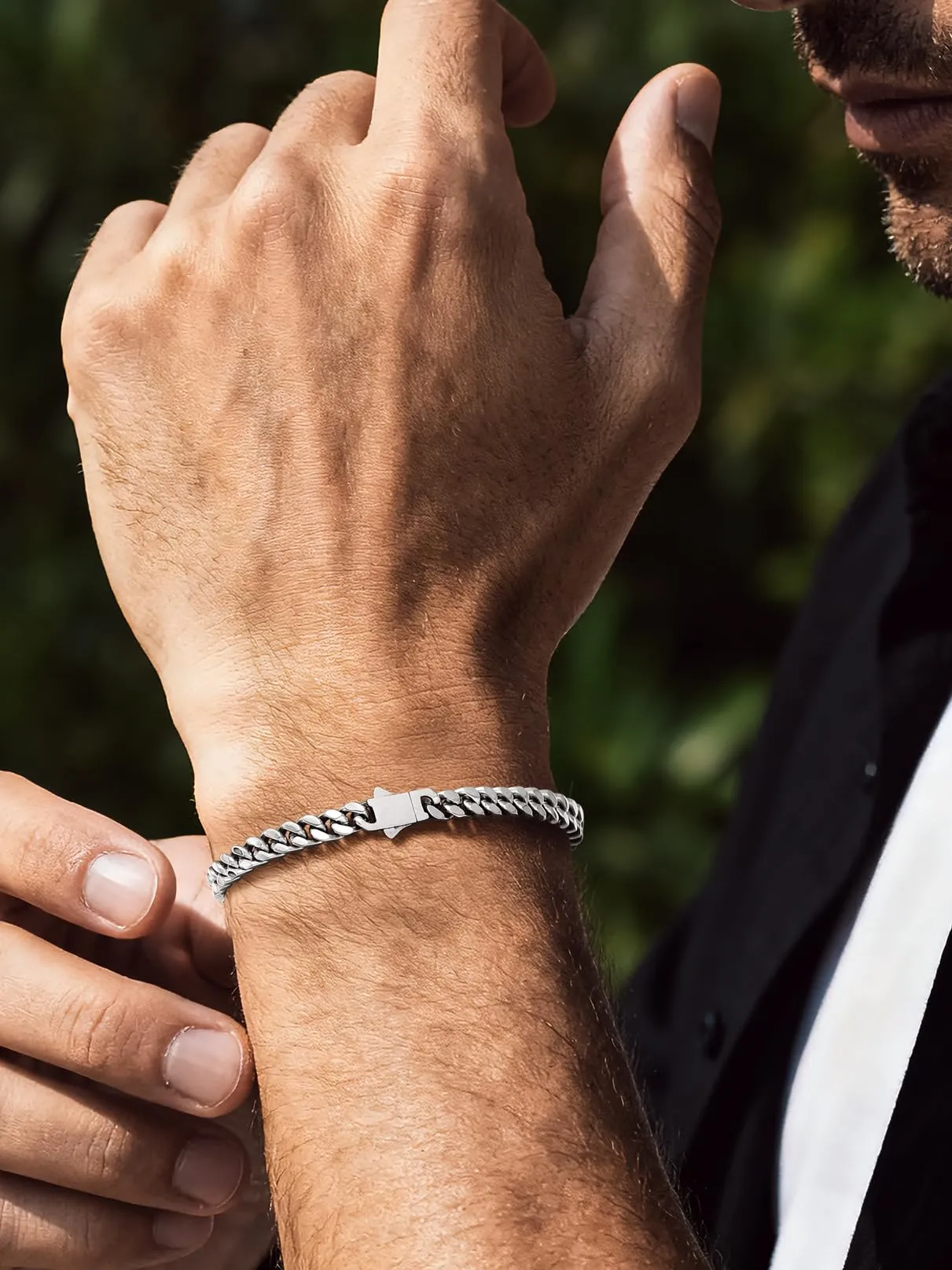 Bandmax Bracciale a Catena Cubana in Acciaio Inossidabile, 5 mm x 21 cm - immagine 2