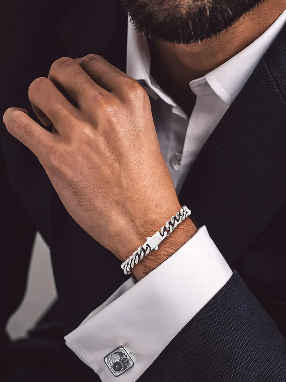 Bandmax Bracciale a Catena Cubana in Acciaio Inossidabile, 7 mm x 23 cm - immagine 3