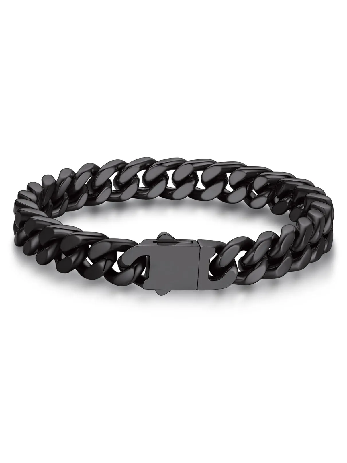 Bandmax Bracciale a Catena Cubana in Acciaio Inossidabile Placcato Nero, 9 mm x 21 cm - immagine 1