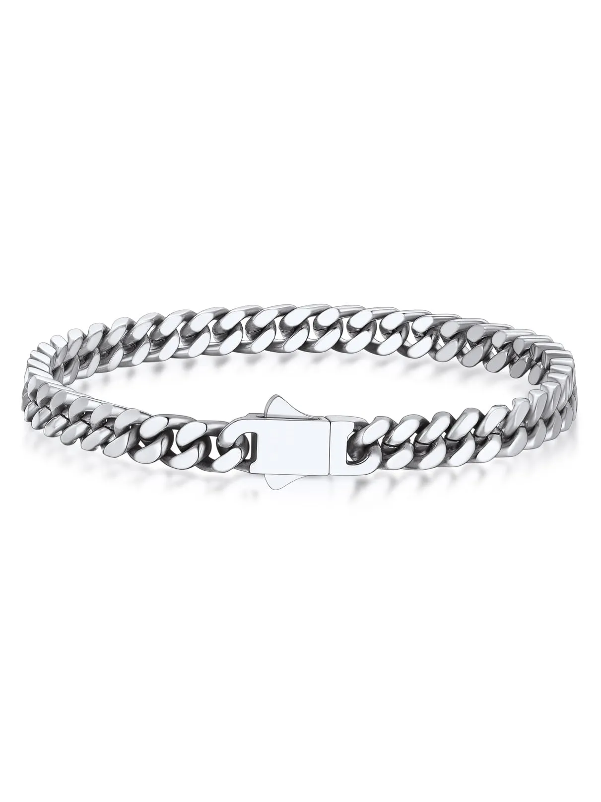 Bandmax Bracciale a Catena Cubana in Acciaio Inossidabile, 5 mm x 23 cm - immagine 1