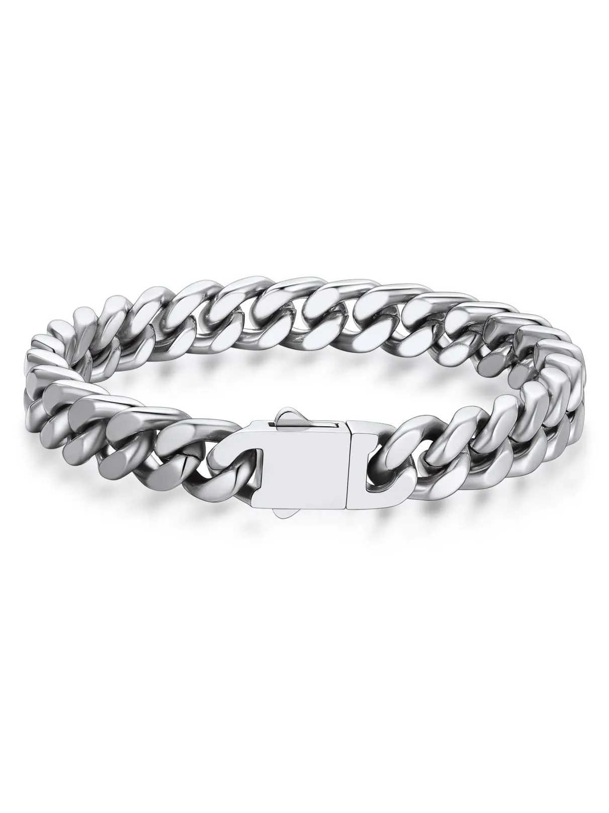 Bandmax Bracciale a Catena Cubana in Acciaio Inossidabile, 9 mm x 23 cm - immagine 1