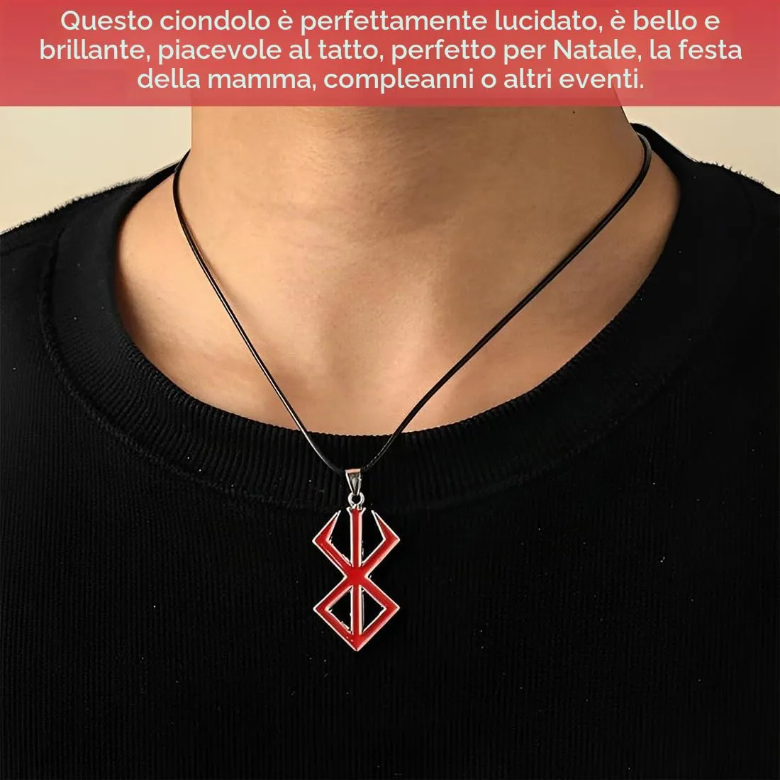 XUZOPIM Berserk Symbol Necklace and Keychain Set, Rosso - immagine 4