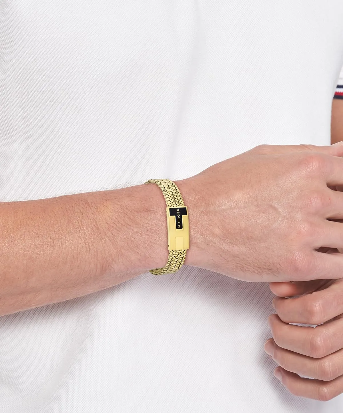 Bracciale da uomo Tommy Hilfiger in acciaio inossidabile placcato oro, regolabile, 2790706 - immagine 2