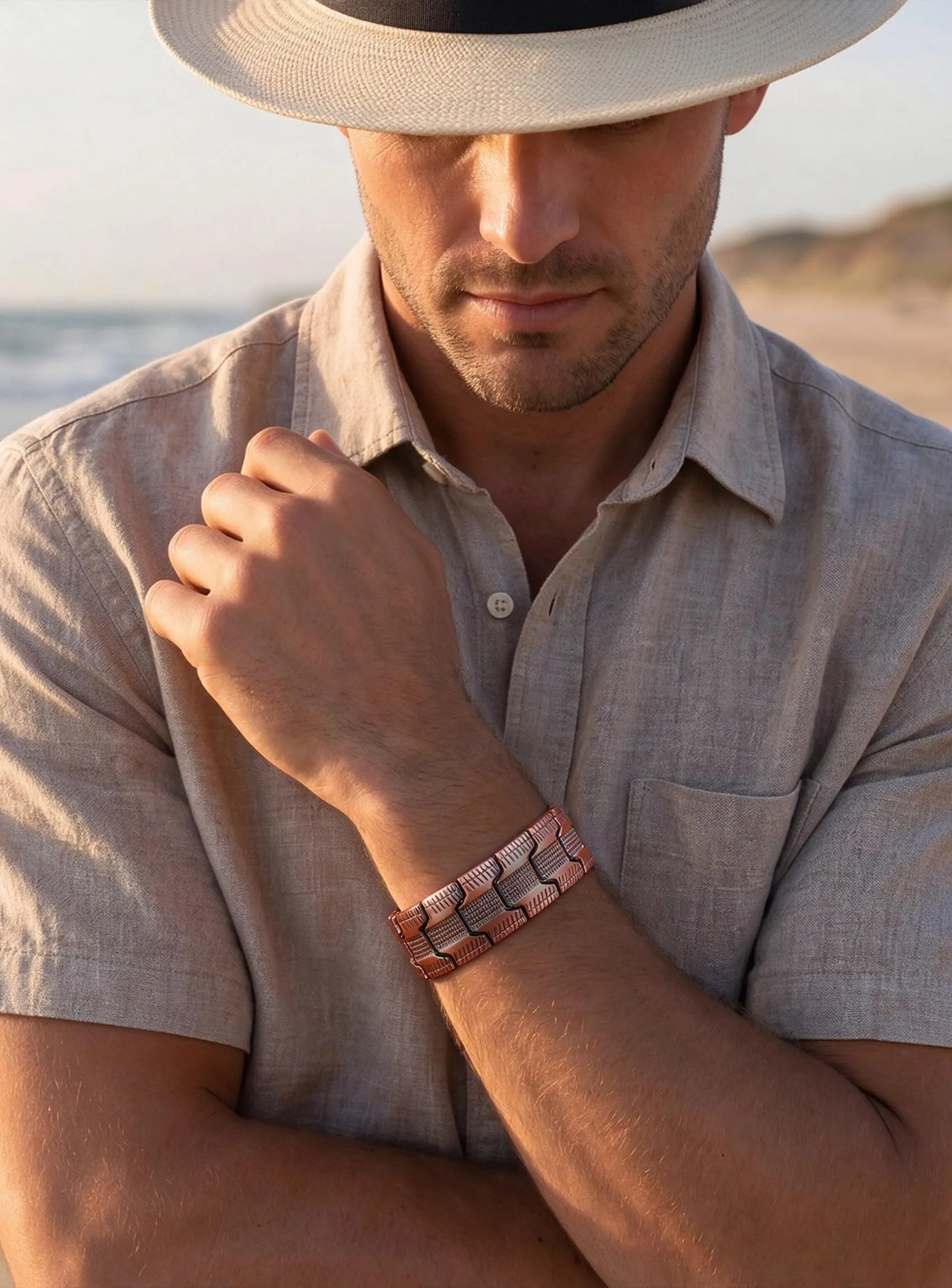 Rajputana Bracciale in Rame Puro Magnetico Regolabile per Uomo e Donna - immagine 3