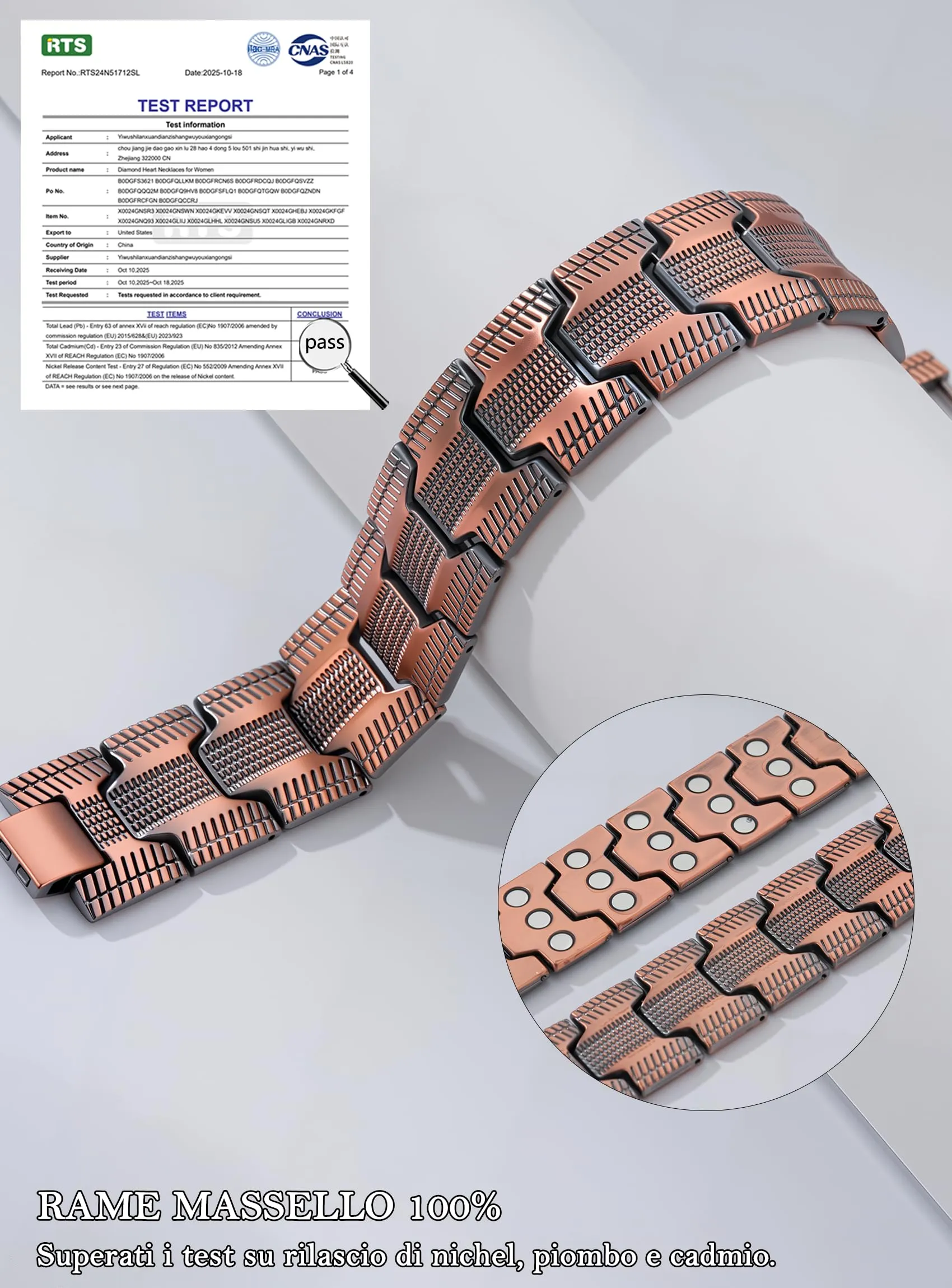 Rajputana Bracciale in Rame Puro Magnetico Regolabile per Uomo e Donna - immagine 5