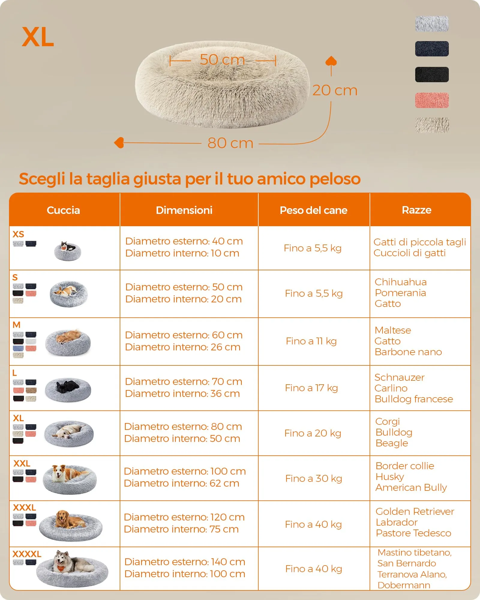 Feandrea Cuccia per Cane in Peluche Morbida, 80 cm - immagine 6