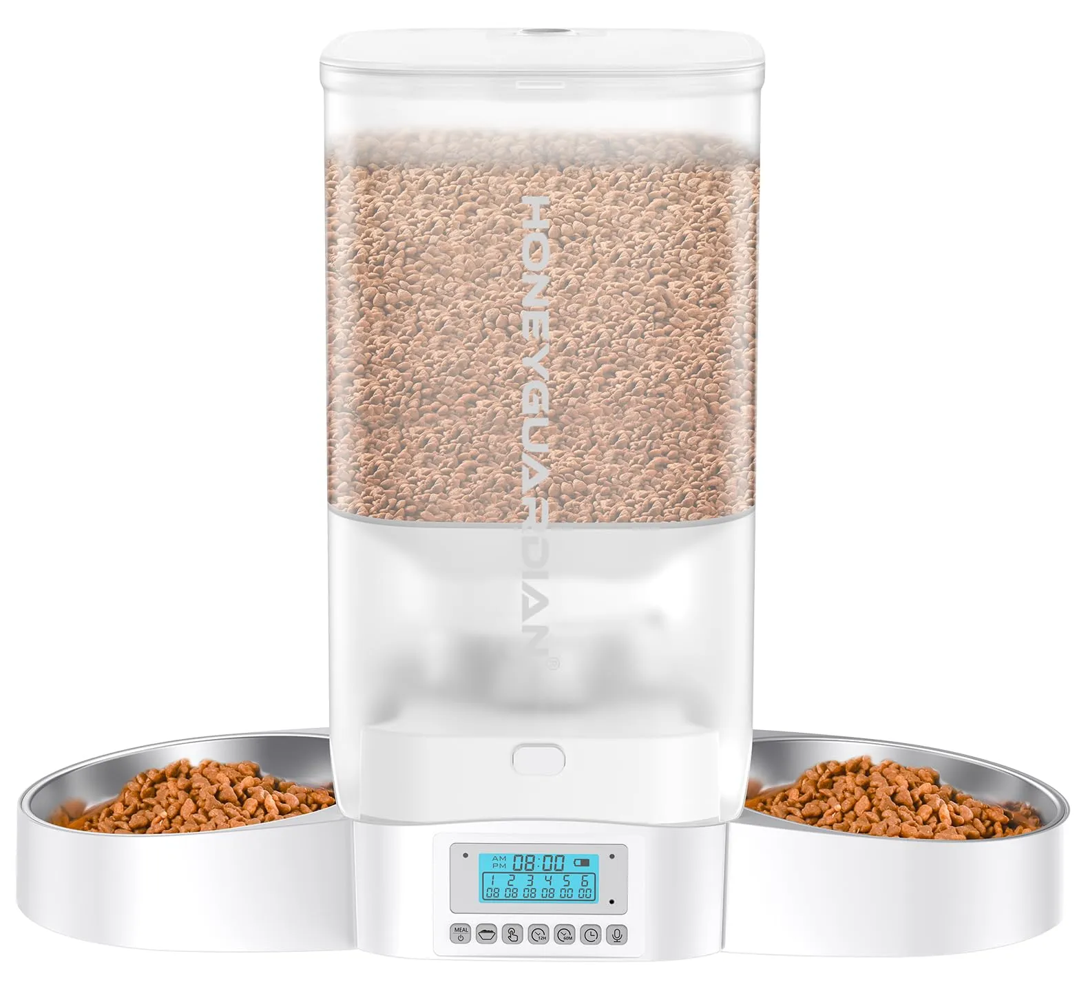 HoneyGuardian Distributore Automatico Cibo Gatti 5L, Dispenser Crocchette con Timer, Registrazione Vocale, Programmabile 1-6 Pasti, Doppia Alimentazione - immagine 1