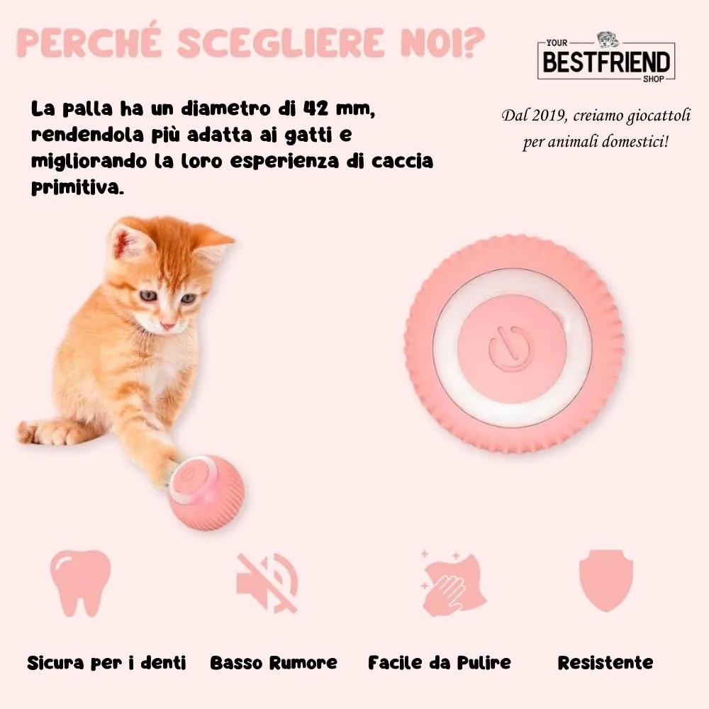 Yourbestfriendshop Power Ball 2.0 Interattivo per Gatti, Pallina Automatica (Rosa) - immagine 2