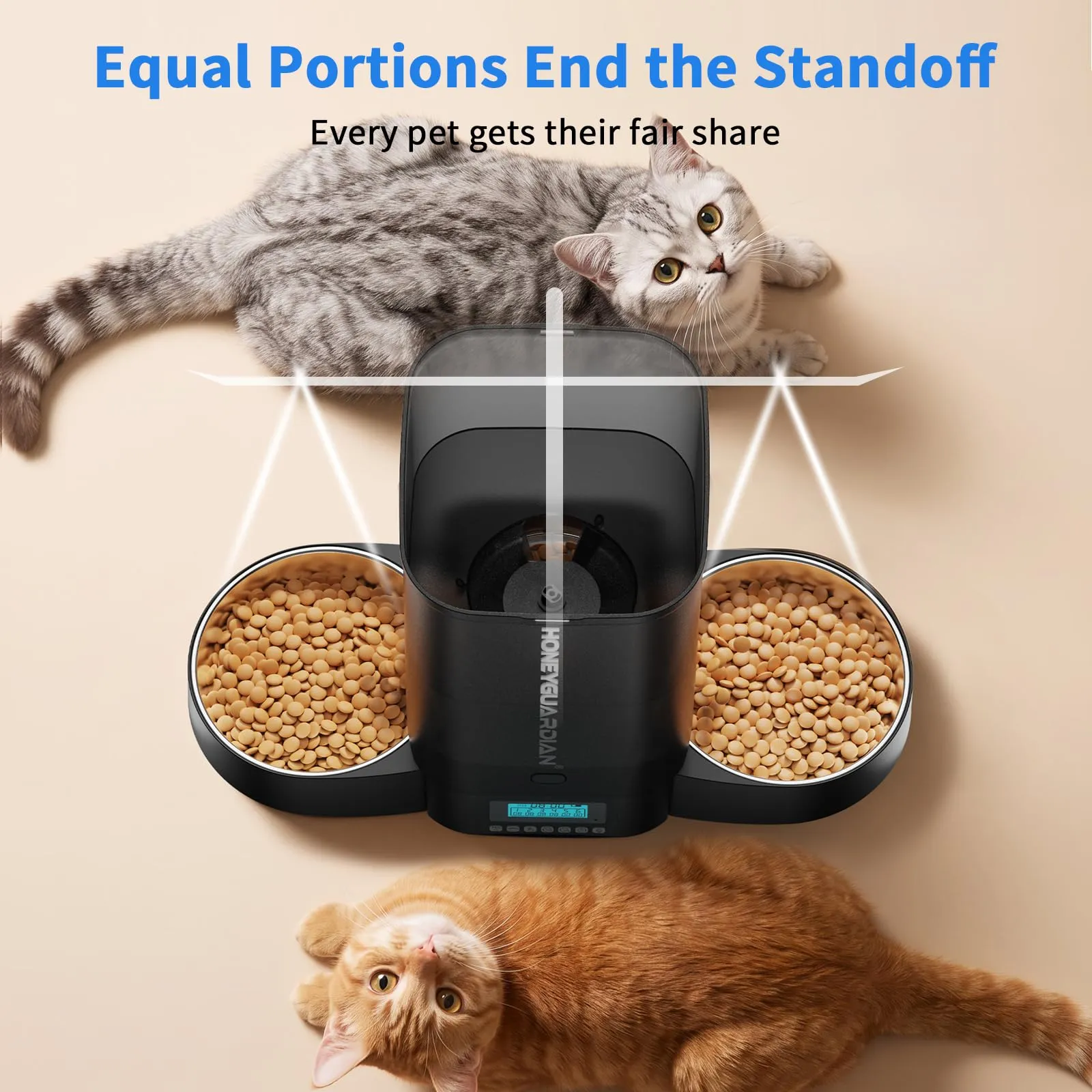 HoneyGuaridan Distributore Automatico Cibo Gatti Doppio 3.5L con Timer - immagine 4