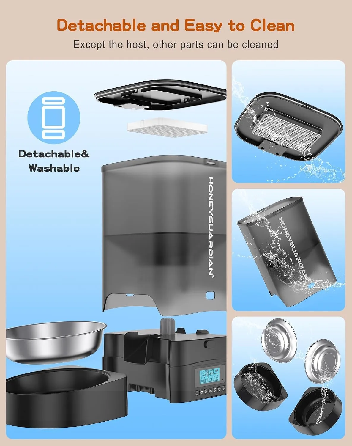 HoneyGuaridan Distributore Automatico Cibo Gatti Doppio 3.5L con Timer - immagine 8