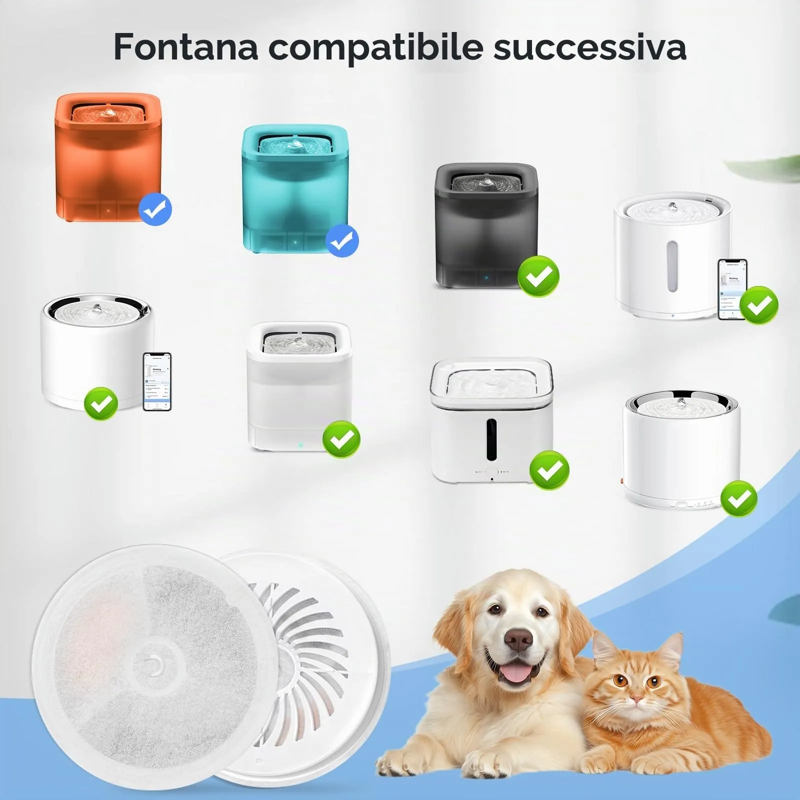 VinDox Filtro per Fontana per Gatti Unità 3.0 in Resina e Carbone Attivo compatibile con Everweet Solo SE, Solo 2, 3 Pro, 3, 2s (10 Filtri + 10 Spugne) - immagine 2