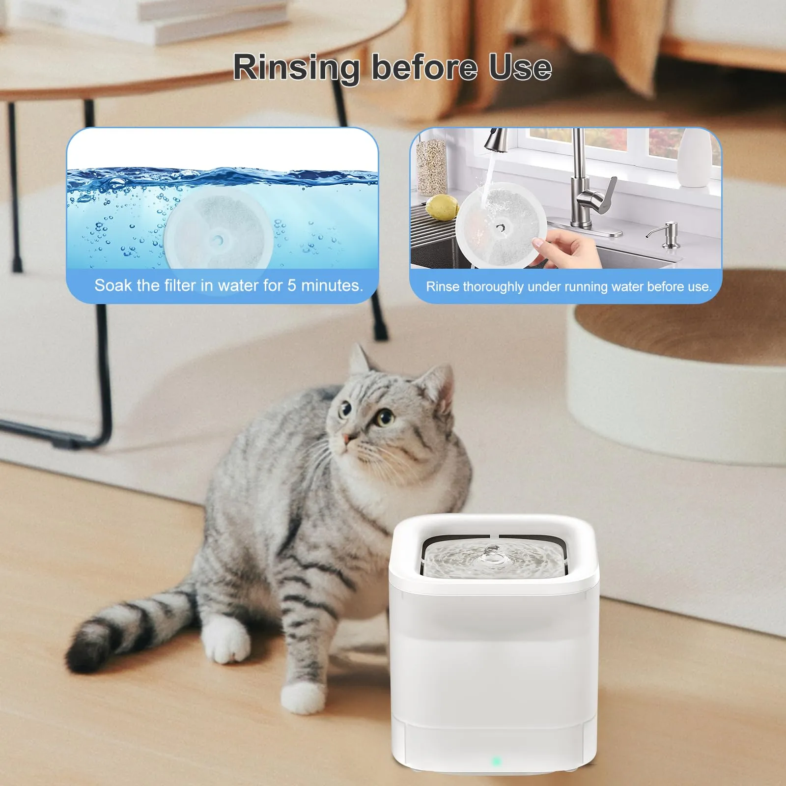 VinDox Filtro per Fontana per Gatti Unità 3.0 in Resina e Carbone Attivo compatibile con Everweet Solo SE, Solo 2, 3 Pro, 3, 2s (10 Filtri + 10 Spugne) - immagine 4