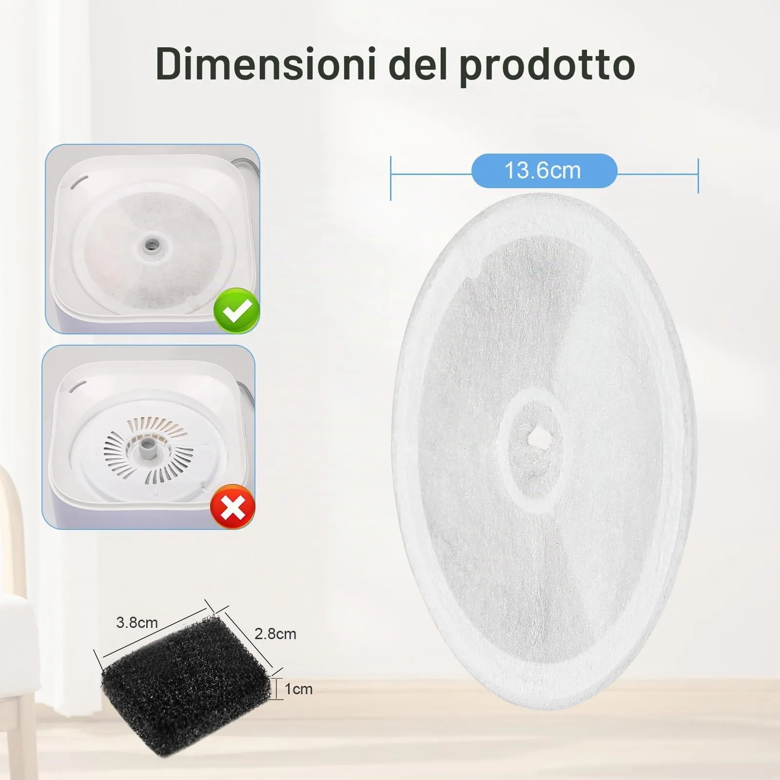 VinDox Filtro per Fontana per Gatti Unità 3.0 in Resina e Carbone Attivo compatibile con Everweet Solo SE, Solo 2, 3 Pro, 3, 2s (10 Filtri + 10 Spugne) - immagine 5