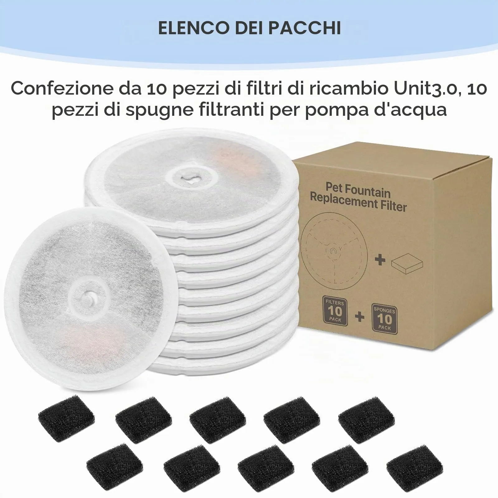 VinDox Filtro per Fontana per Gatti Unità 3.0 in Resina e Carbone Attivo compatibile con Everweet Solo SE, Solo 2, 3 Pro, 3, 2s (10 Filtri + 10 Spugne) - immagine 7