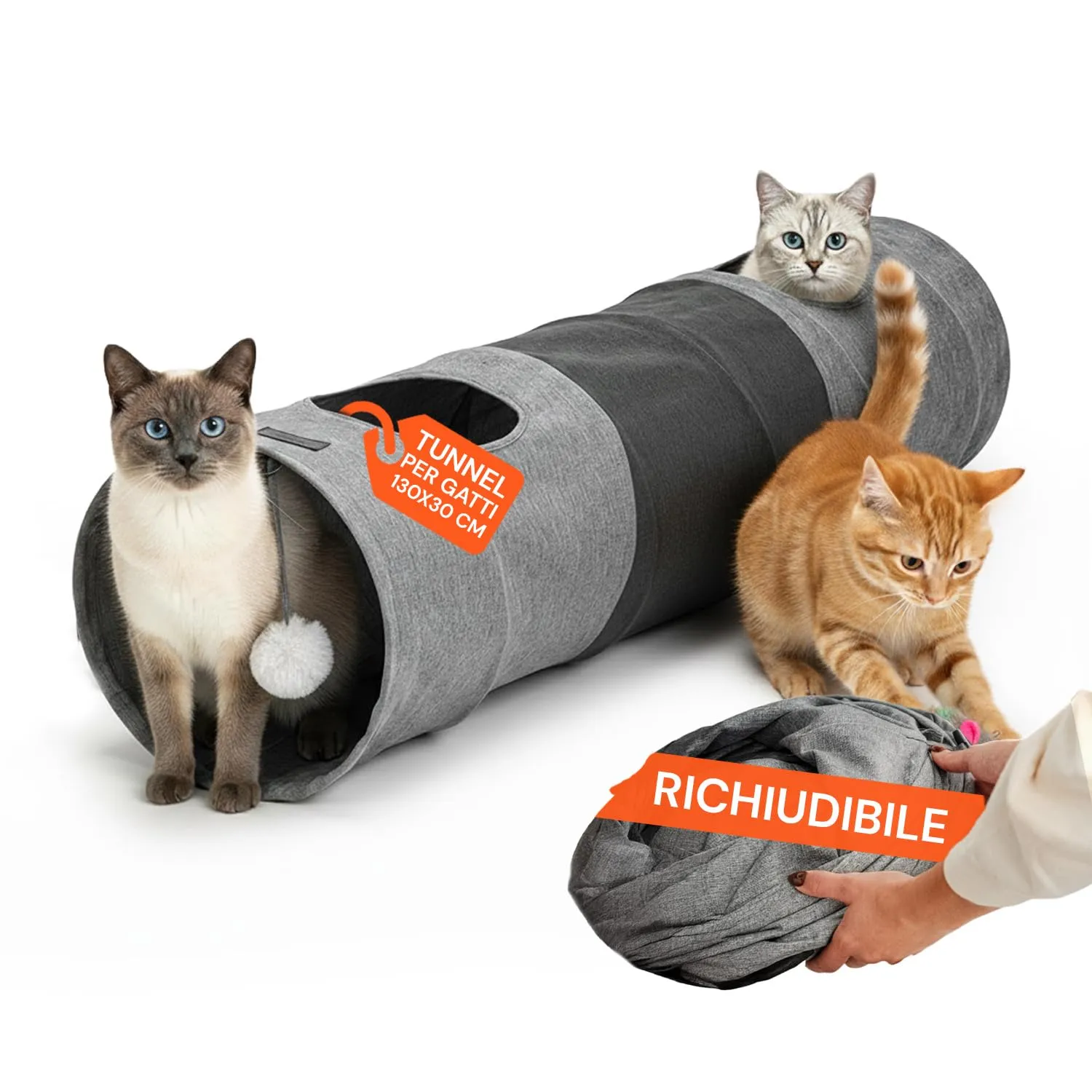 Avilia Tunnel per Gatti con Pallina, 30x130 cm - immagine 1