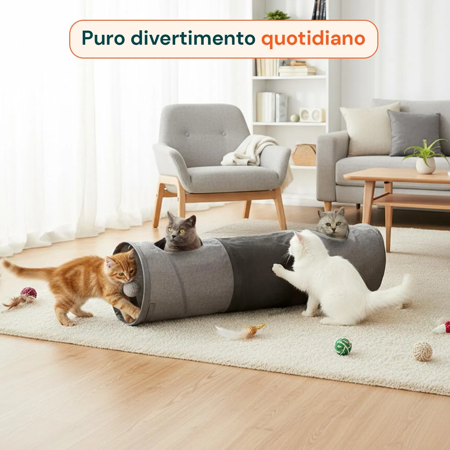 Avilia Tunnel per Gatti con Pallina, 30x130 cm - immagine 3