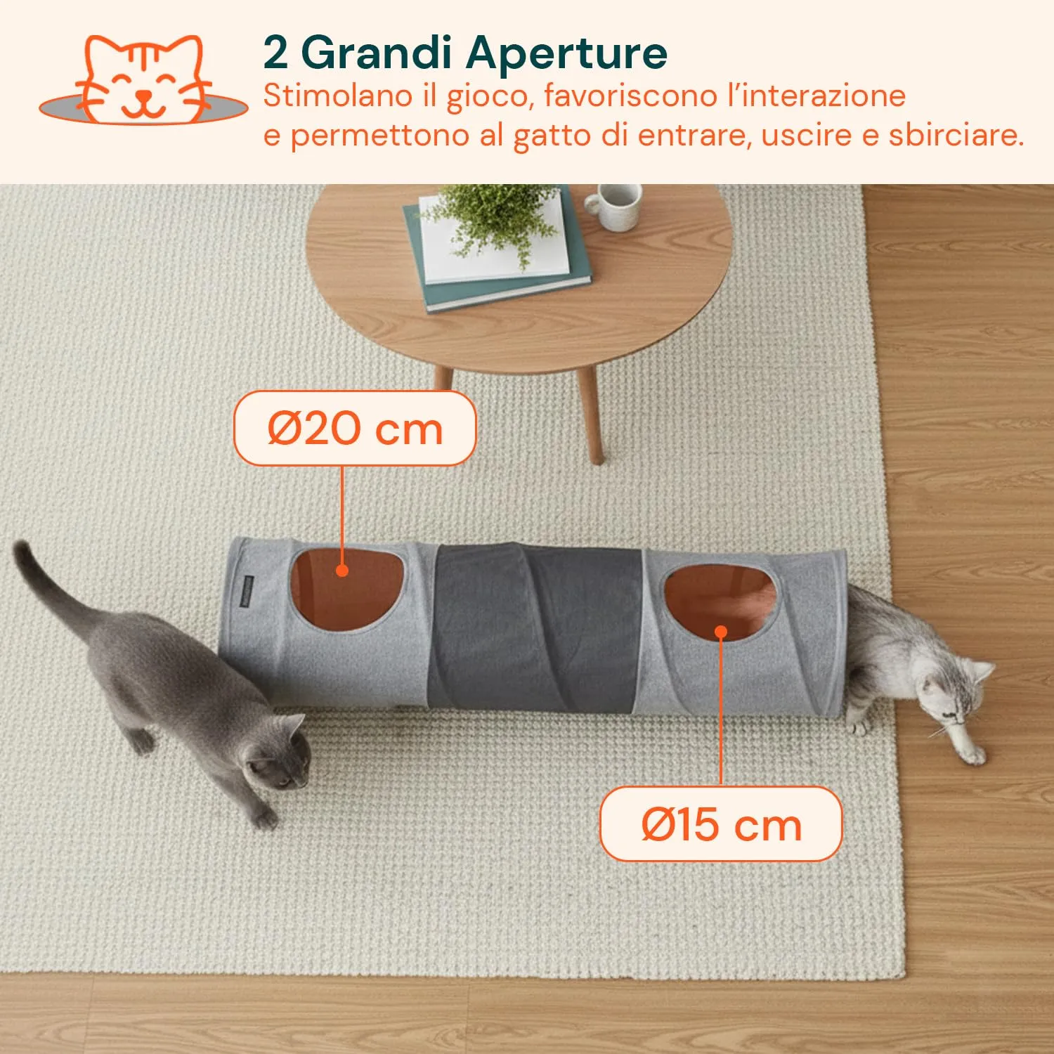 Avilia Tunnel per Gatti con Pallina, 30x130 cm - immagine 6