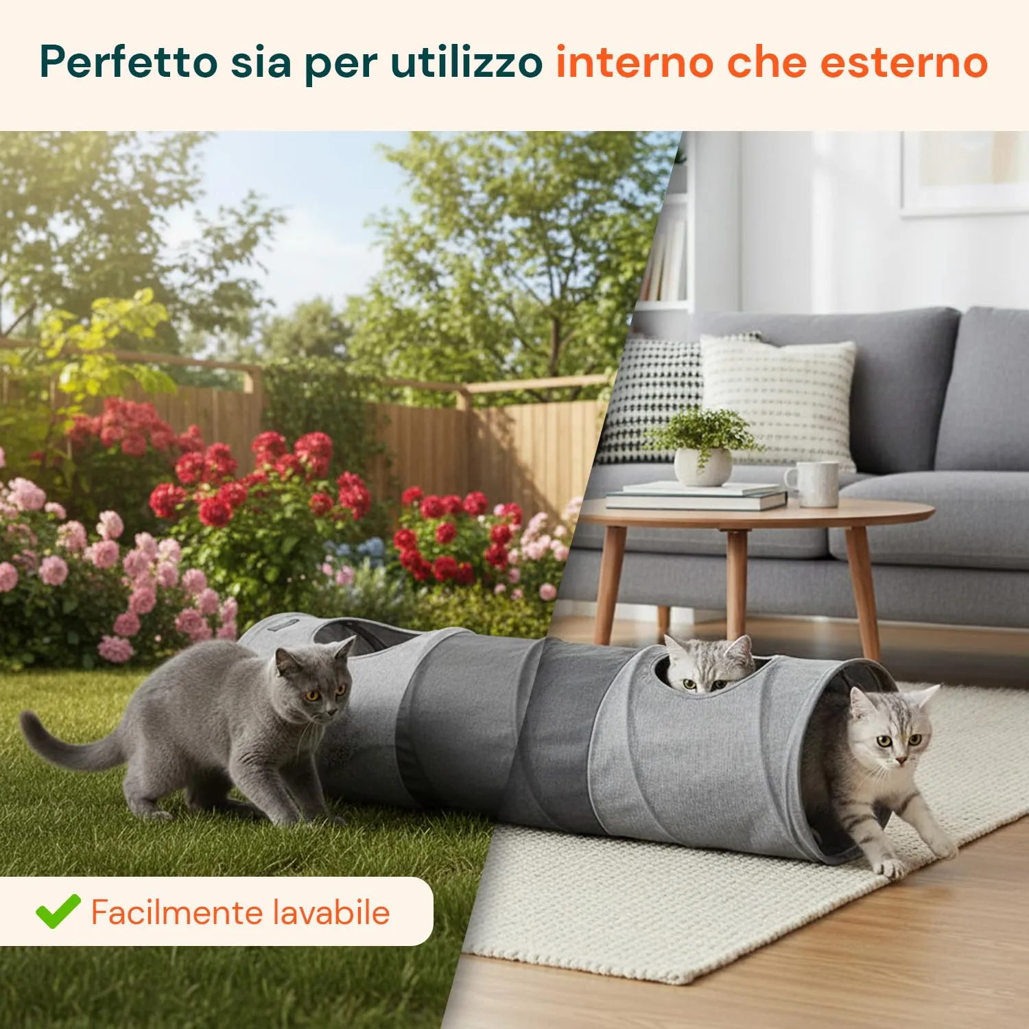 Avilia Tunnel per Gatti con Pallina, 30x130 cm - immagine 7