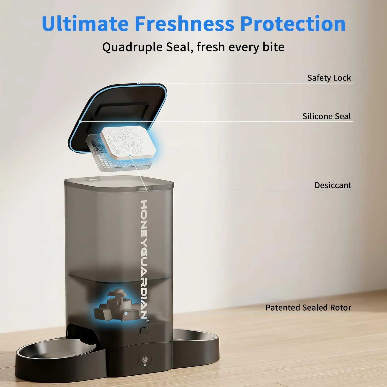 HoneyGuaridan Distributore Automatico Cibo Gatti Doppia 5L con WiFi 2.4G/5G - immagine 8