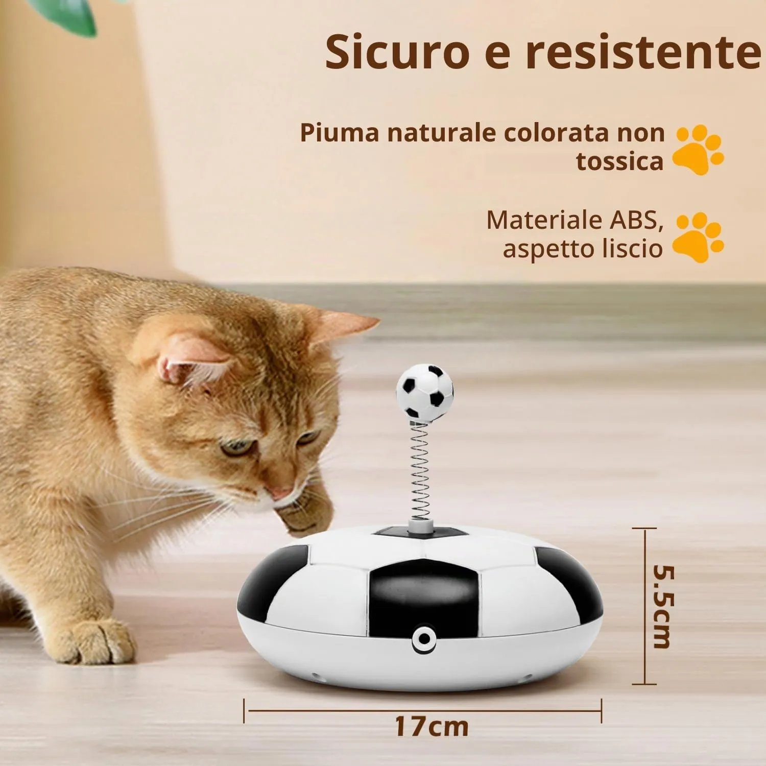 Nobleza Giocattolo Interattivo Automatico per Gatti con Piume e Luce LED, Bianco e Nero - immagine 2