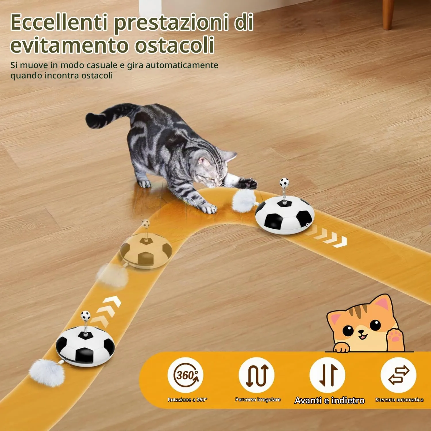 Nobleza Giocattolo Interattivo Automatico per Gatti con Piume e Luce LED, Bianco e Nero - immagine 3