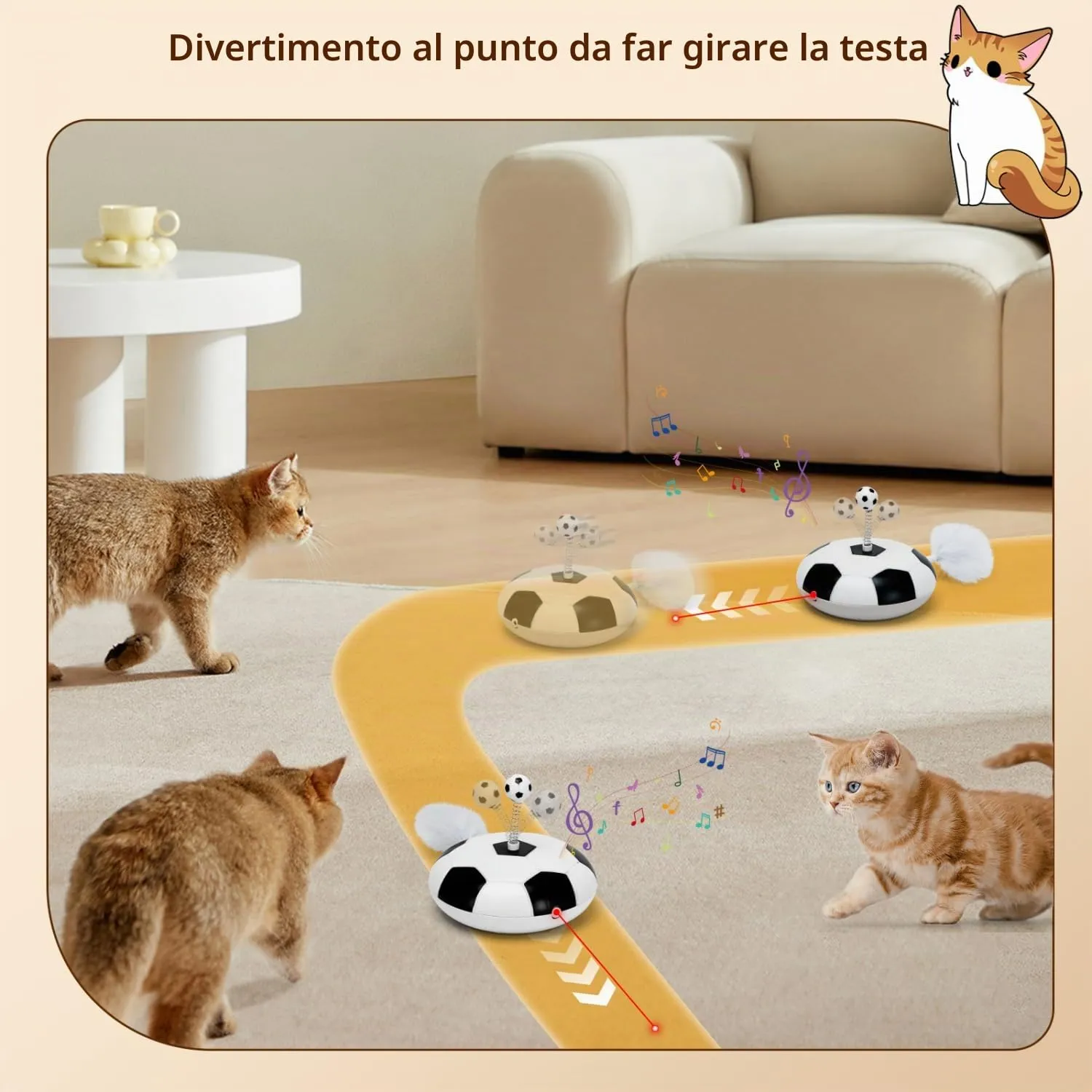 Nobleza Giocattolo Interattivo Automatico per Gatti con Piume e Luce LED, Bianco e Nero - immagine 7