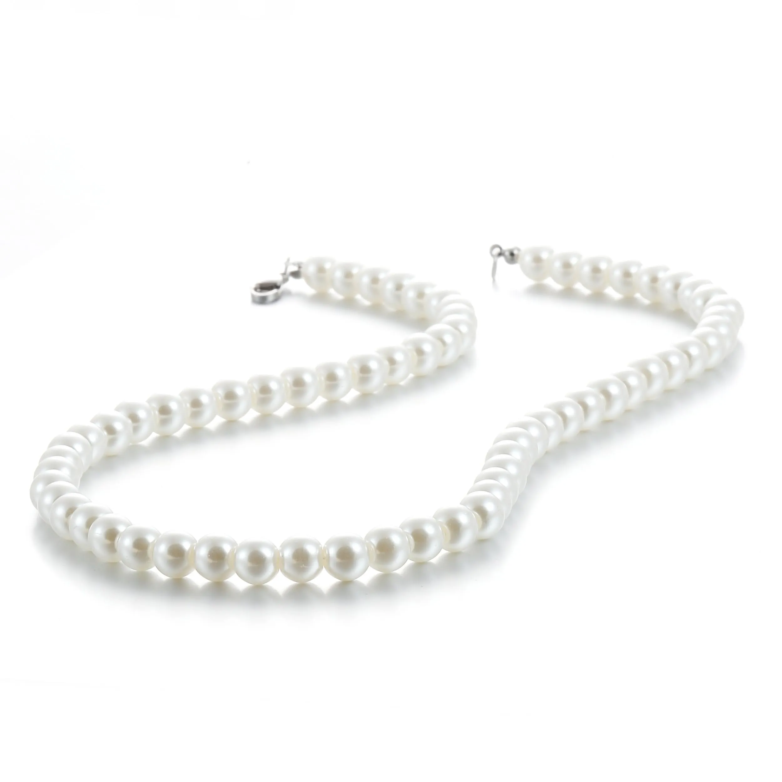 AFSTALR Collana di Perle Bianche 8mm, Lunghezza 60 cm - immagine 1