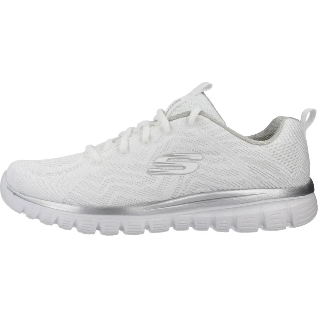 Skechers Women's Graceful Get Connected White Mesh/Silver Trim, 35 EU - immagine 2