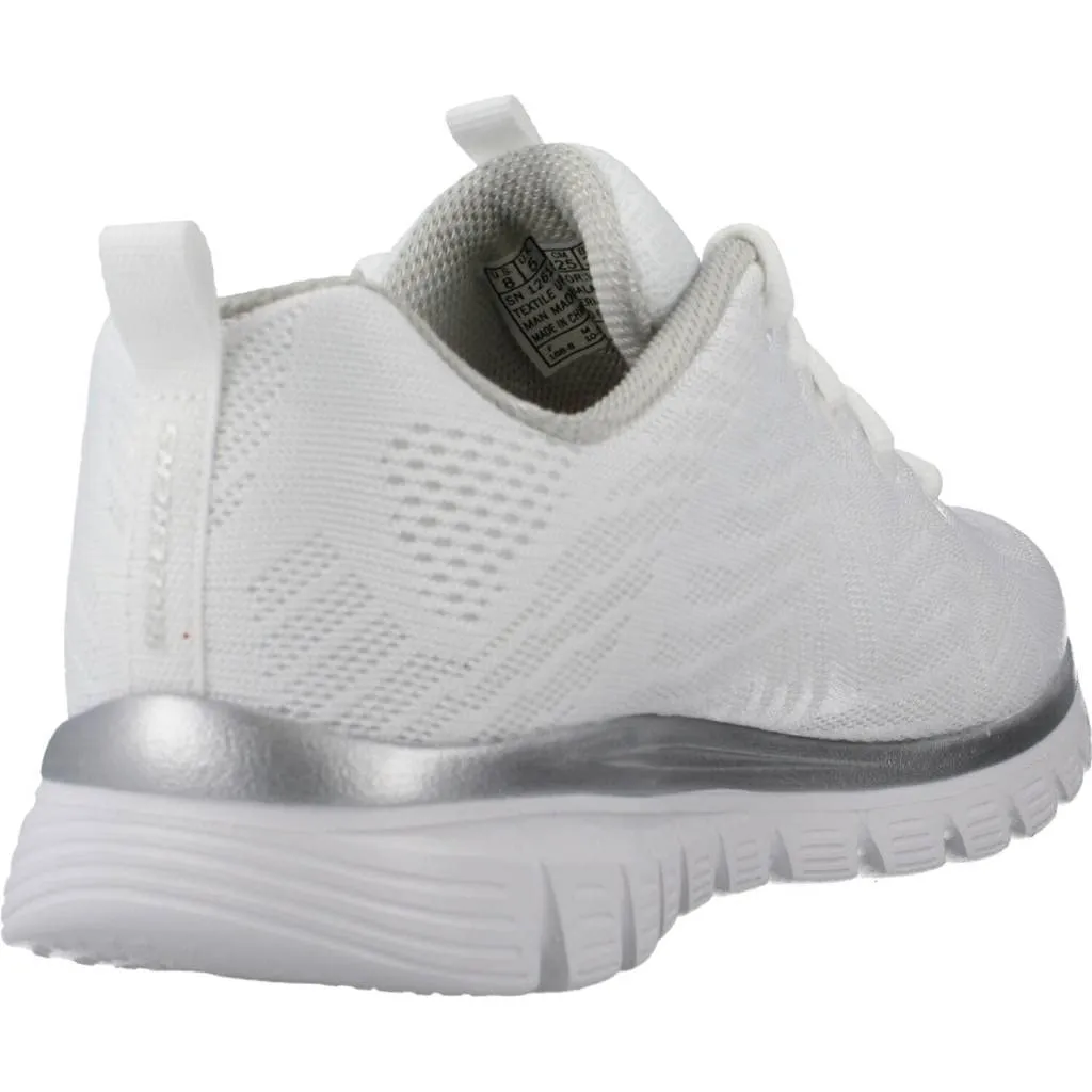 Skechers Women's Graceful Get Connected White Mesh/Silver Trim, 35 EU - immagine 3