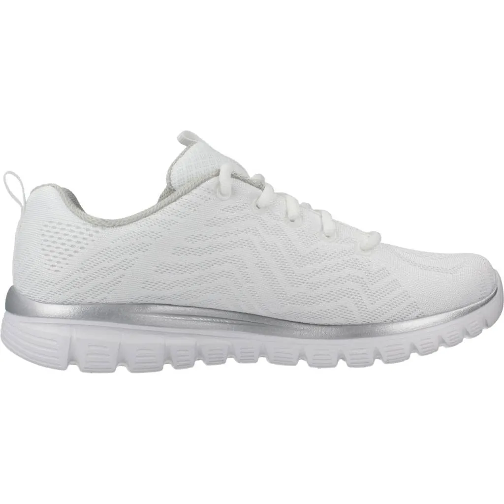 Skechers Women's Graceful Get Connected White Mesh/Silver Trim, 35 EU - immagine 4