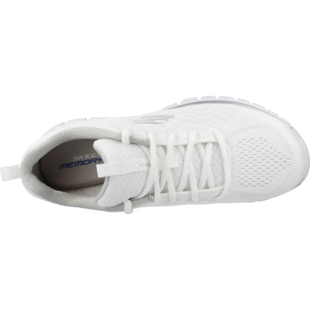 Skechers Women's Graceful Get Connected White Mesh/Silver Trim, 35 EU - immagine 7