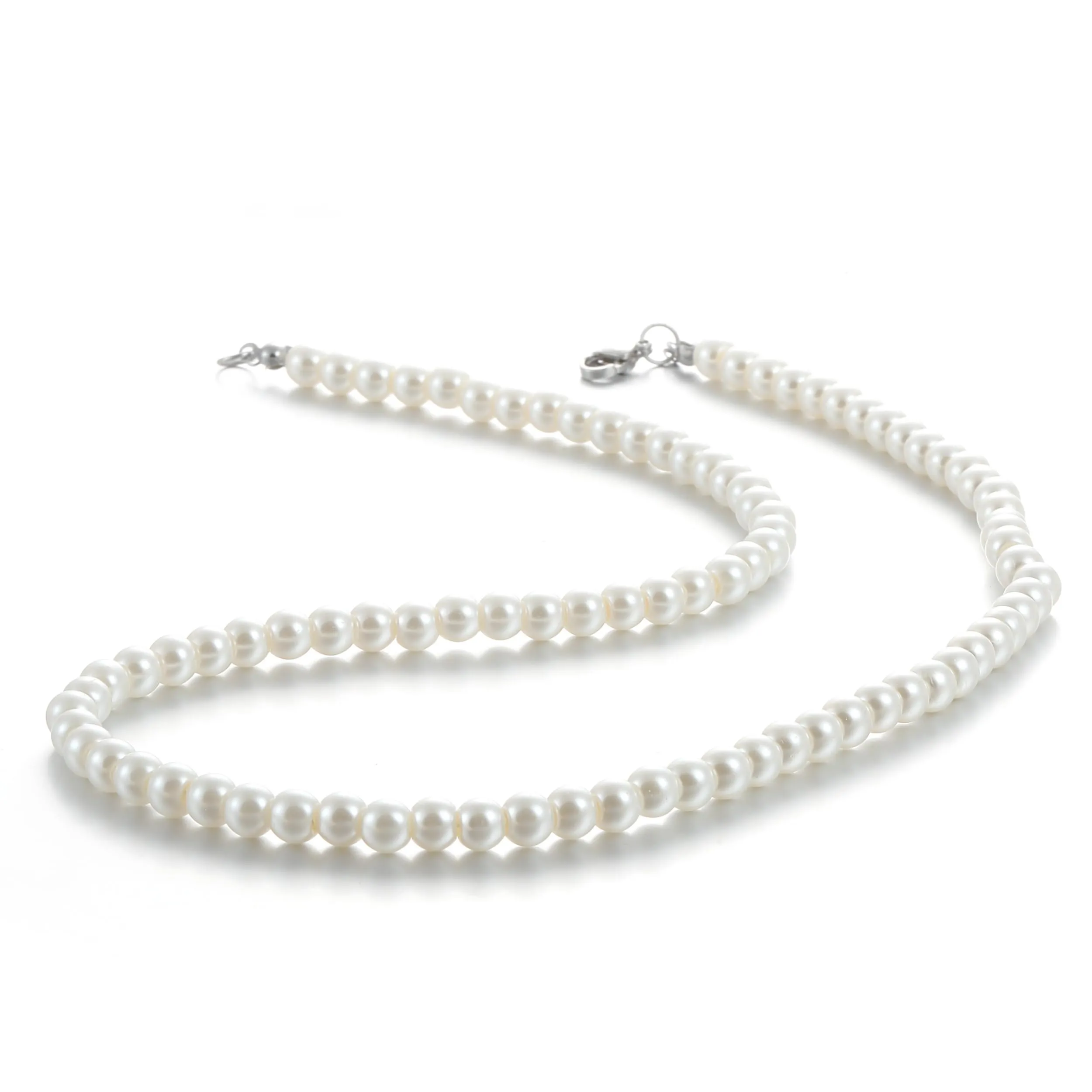 AFSTALR Collana di Perle Bianche per Uomo e Donna, 6 mm, 55 cm - immagine 1