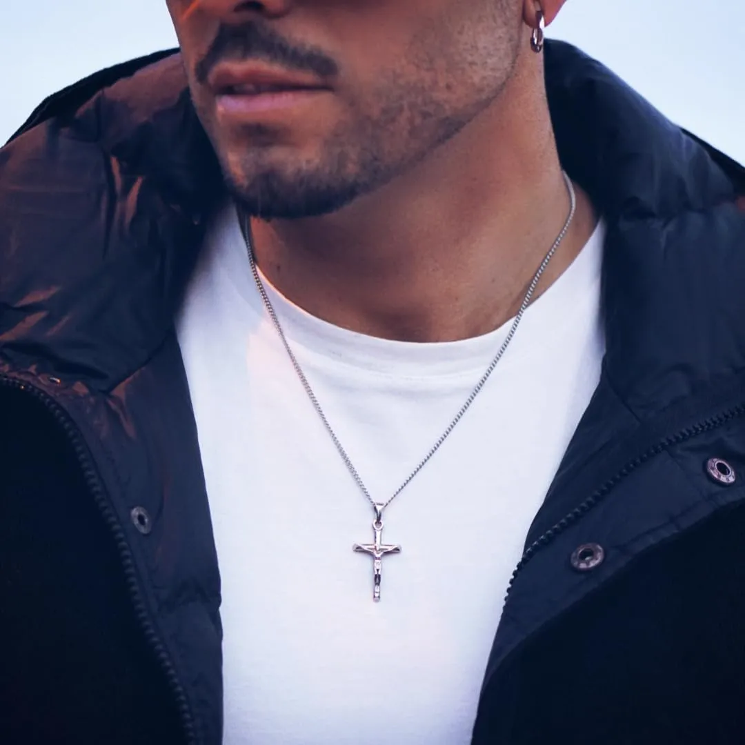 DVRK Collana Crocifisso Uomo in Acciaio Inossidabile 316L Argento, 55 cm - immagine 2