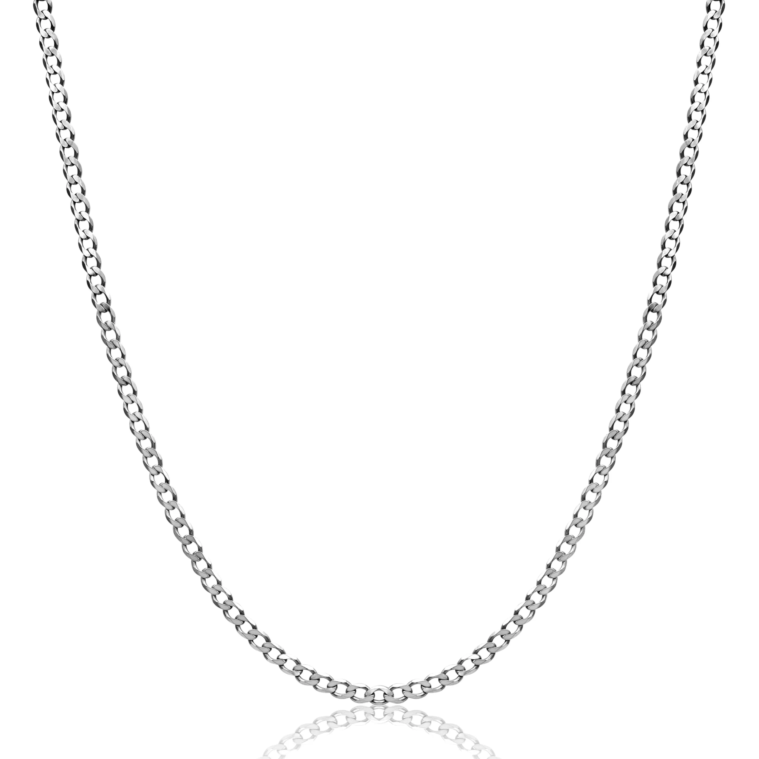 Aka Gioielli Collana in Argento Sterling 925 Rodiato Maglia Grumetta Cubana 3 mm 50 cm - immagine 1